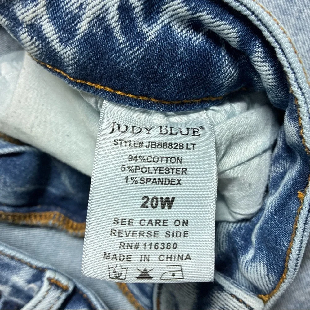 Judy Blue Acid Wash Wide Leg Jeans Raw Hem Retro Streetwear Women’s 20W Denim - Picture 5 of 11